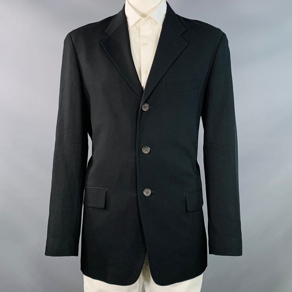 ISSEY MIYAKE Size L Black Twill Wool Notch Lapel Sport Coat